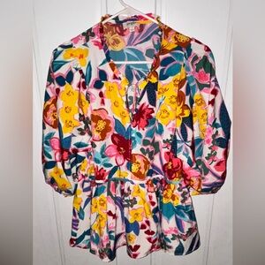 Umgee Floral Multicolor Blouse Sz.Small/Peplum